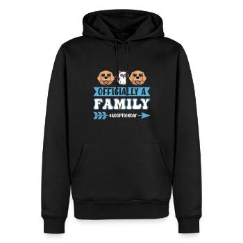 Officiellement un chat chien de jour d’adoption familiale - Sweat à capuche Premium bio Homme - noir - Devant - Nico (187cm)