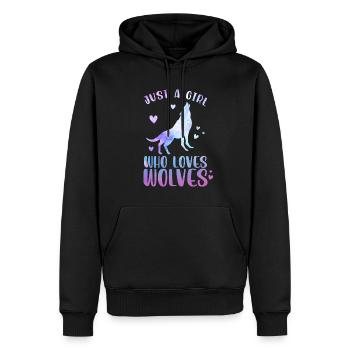 Just A Girl Who Loves Wolves - Männer Premium Bio Hoodie - Schwarz - Vorne - Nico (187cm)