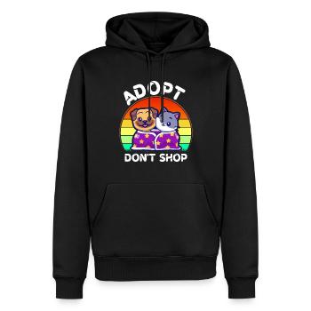 Adopter Ne pas acheter des trucs Adopter Cat Dog - Sweat à capuche Premium bio Homme - noir - Devant - Nico (187cm)