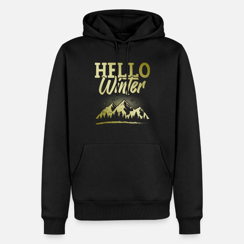 Hello Spruch Winter - Männer Premium Bio Hoodie - Schwarz