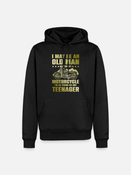 Motorcycle old man - Men’s Premium Organic Hoodie - black