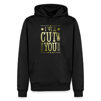 Dicton de coiffeur de barbier - Sweat à capuche Premium bio Homme - noir - Devant - Nico (187cm)