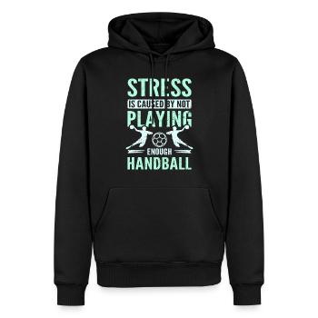Stress is caused by not playing enough handball - Männer Premium Bio Hoodie - Schwarz - Vorne - Nico (187cm)