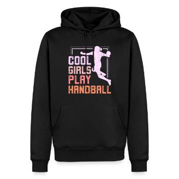 Des filles cool jouent au handball - Sweat à capuche Premium bio Homme - noir - Devant - Nico (187cm)