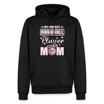 My favorite handball player calls me mom - Männer Premium Bio Hoodie - Schwarz - Vorne - Nico (187cm)