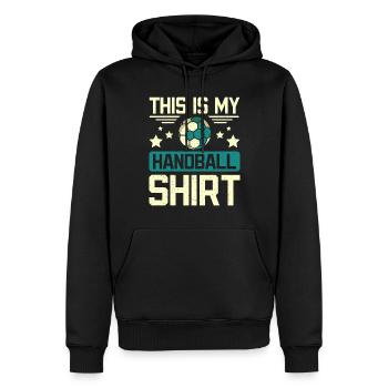 This is my handball - Männer Premium Bio Hoodie - Schwarz - Vorne - Nico (187cm)