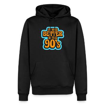 Es War Besser In Den 90er Neunzigern Dekade 1990 - Männer Premium Bio Hoodie - Schwarz - Vorne - Nico (187cm)