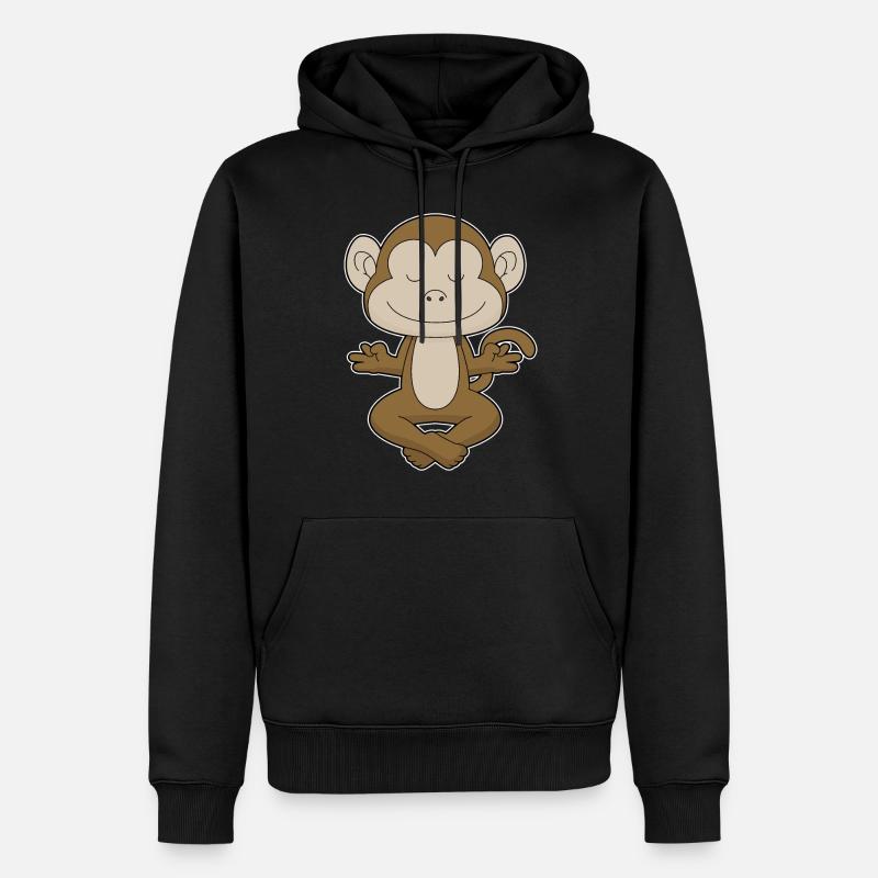 Méditation de yoga de singe - Sweat à capuche Premium bio Homme - noir