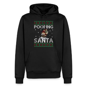 Caca Père Noël dans la cheminée - Noël moche - Sweat à capuche Premium bio Homme - noir - Devant - Nico (187cm)