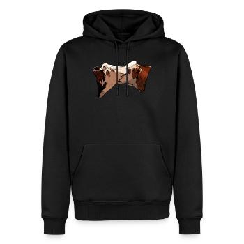 2 beef animal head motif print with bull - Men’s Premium Organic Hoodie - black - Front - Nico (187cm)