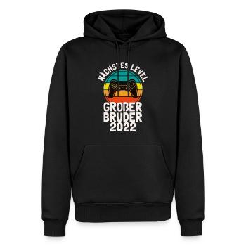 Nächstes Level Großer Bruder 2022 Gamer - Männer Premium Bio Hoodie - Schwarz - Vorne - Nico (187cm)