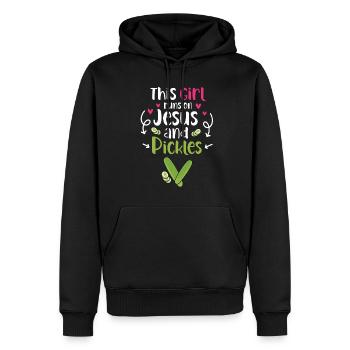 Cette fille court sur Jésus et les cornichons - Sweat à capuche Premium bio Homme - noir - Devant - Nico (187cm)