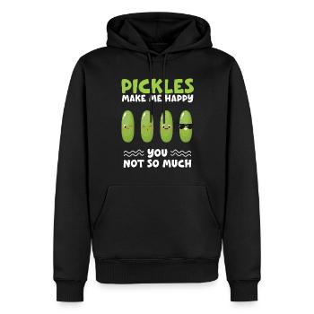 Pickles gør mig glad for, at du ikke er meget - Herre Premium økologisk hoodie - sort - Foran - Nico (187cm)