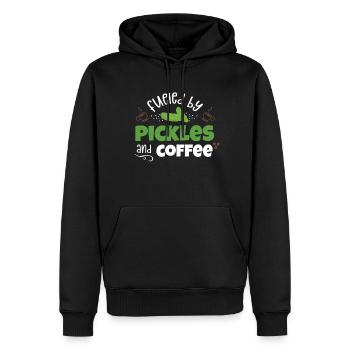 Fueied By Pickles And Coffee - Männer Premium Bio Hoodie - Schwarz - Vorne - Nico (187cm)