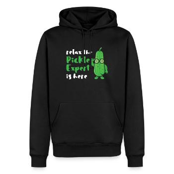Relax The Pickle Expert is Here - Männer Premium Bio Hoodie - Schwarz - Vorne - Nico (187cm)
