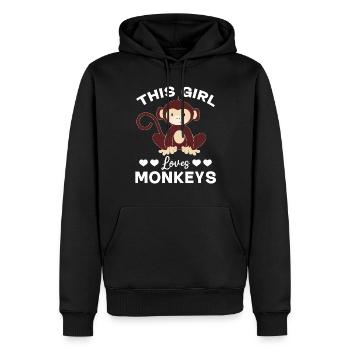 Cette fille aime les singes - Orangutan Monkey Lover - Sweat à capuche Premium bio Homme - noir - Devant - Nico (187cm)