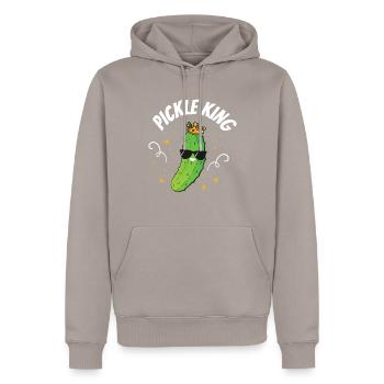 Pickle King - Men’s Premium Organic Hoodie - taupe - Front - Nico (187cm)