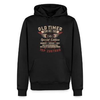 Oldtimer Dezember 1985 Jahrgang Geburtstag - Männer Premium Bio Hoodie - Schwarz - Vorne - Nico (187cm)