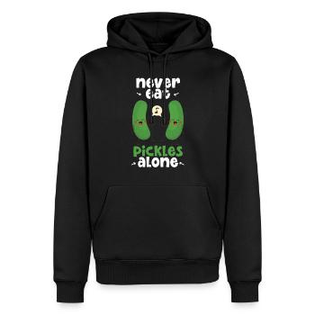 Never Eat Pickles Alone - Men’s Premium Organic Hoodie - black - Front - Nico (187cm)