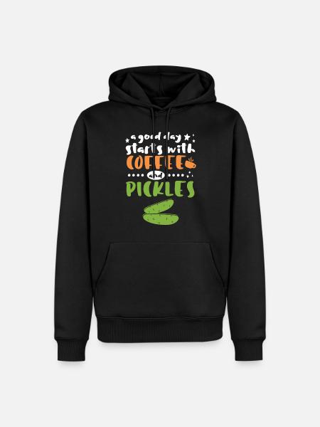 Starts With Coffee and Pickles - Men’s Premium Organic Hoodie - black