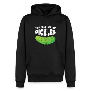 Tu m’as eu à Pickles - Sweat à capuche Premium bio Homme - noir - Devant - Nico (187cm)