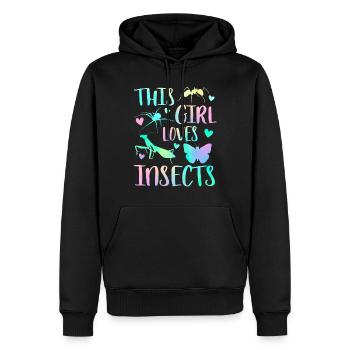 Cette fille aime les insectes - Sweat à capuche Premium bio Homme - noir - Devant - Nico (187cm)