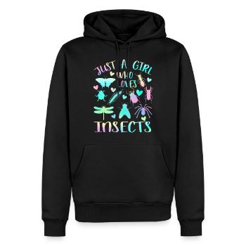Juste une fille qui aime les insectes - Sweat à capuche Premium bio Homme - noir - Devant - Nico (187cm)