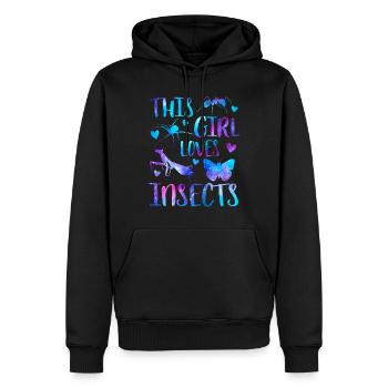 Cette fille aime les insectes - Sweat à capuche Premium bio Homme - noir - Devant - Nico (187cm)