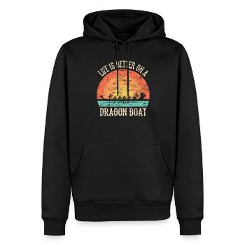 Course de bateaux-dragons chinois - Sweat à capuche Premium bio Homme - noir - Devant - Nico (187cm)