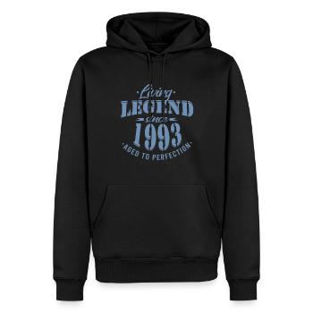 Légende vivante depuis 1993 Anniversaire Moderne - Sweat à capuche Premium bio Homme - noir - Devant - Nico (187cm)