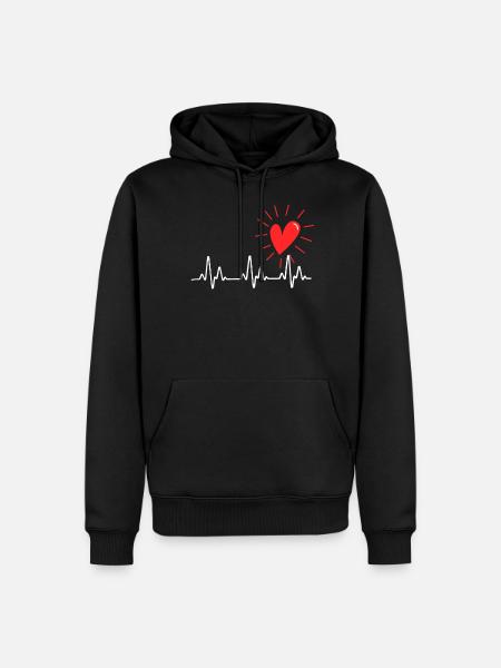 EKG Hjerteslag Kærlighed EKG Registreret sygeplejerske Hule EKG - Herre Premium økologisk hoodie - sort