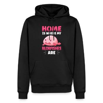 Zuhause ist wo mein Blobfisch ist Blobfisch - Männer Premium Bio Hoodie - Schwarz - Vorne - Nico (187cm)