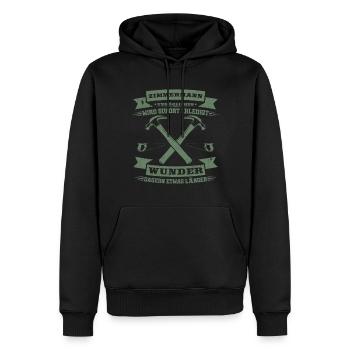 Zimmermann Unmögliches wird sofort erledigt - Männer Premium Bio Hoodie - Schwarz - Vorne - Nico (187cm)