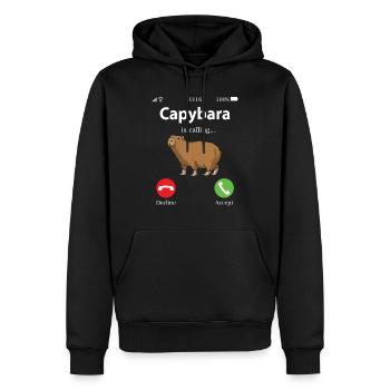 capybara - Sweat à capuche Premium bio Homme - noir - Devant - Nico (187cm)