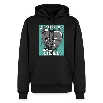 HERZ WO BLEIBT DIE LIEBE - Männer Premium Bio Hoodie - Schwarz - Vorne - Nico (187cm)