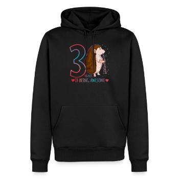 Hedgehog joue de la flûte - Hérisson 3ème anniversaire - Sweat à capuche Premium bio Homme - noir - Devant - Nico (187cm)