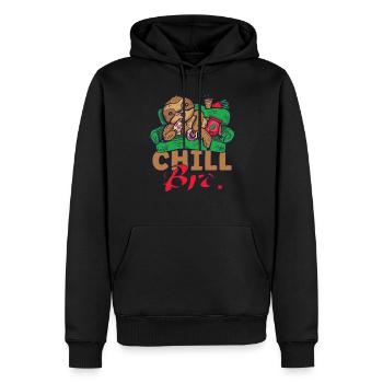 Faultier Chill Bro Das Ist Der Weg - Männer Premium Bio Hoodie - Schwarz - Vorne - Nico (187cm)