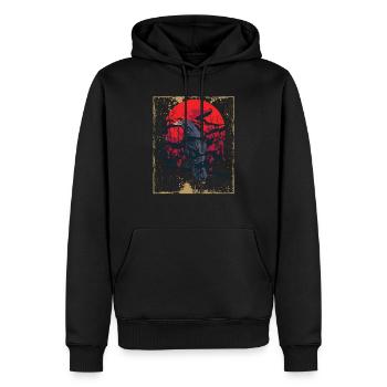 Gothic Skull-Red Moon-Black Crow - Men’s Premium Organic Hoodie - black - Front - Nico (187cm)