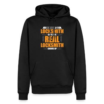 Lock Whisperer Serrurier Serrurier Sélecteur de serrure - Sweat à capuche Premium bio Homme - noir - Devant - Nico (187cm)
