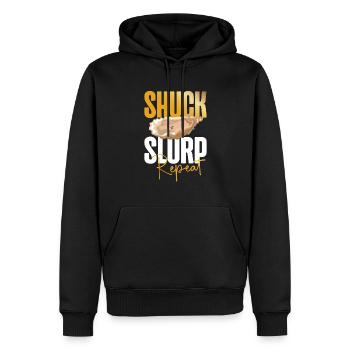 Shuck Slurp Repeat Oyster Shucking Buddy Seafood - Männer Premium Bio Hoodie - Schwarz - Vorne - Nico (187cm)