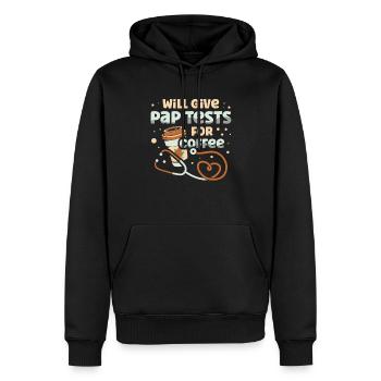 Gives Pap test for coffee lovers gynecologists - Men’s Premium Organic Hoodie - black - Front - Nico (187cm)