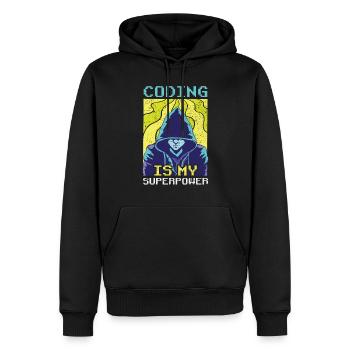 Le codage est mon programmeur codeur superpuissant - Sweat à capuche Premium bio Homme - noir - Devant - Nico (187cm)
