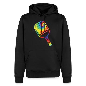 Pickleball Paddle Tie Dye Retro - Sweat à capuche Premium bio Homme - noir - Devant - Nico (187cm)