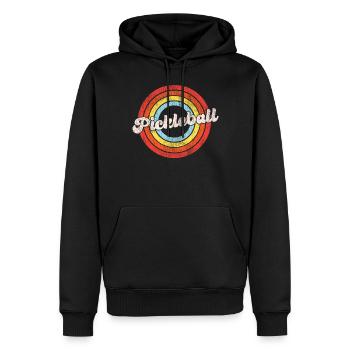 Pickleball Retro Vintage - Sweat à capuche Premium bio Homme - noir - Devant - Nico (187cm)