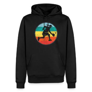 Pickleball Retro Vintage - Sweat à capuche Premium bio Homme - noir - Devant - Nico (187cm)