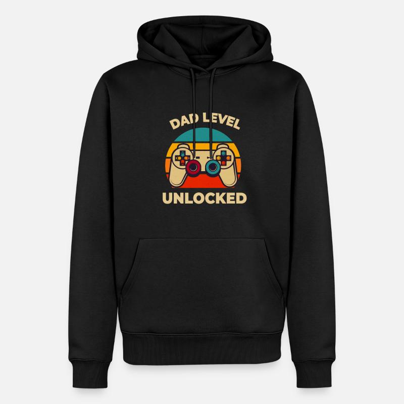 Niveau papa déverrouillé - Sweat à capuche Premium bio Homme - noir