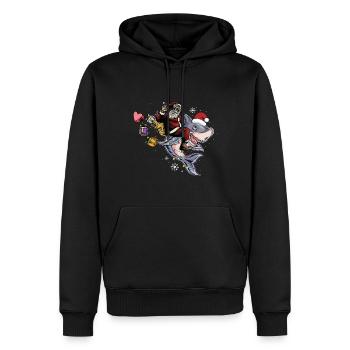 Weihnachten Hai Santa Claus Weihnachtsmann - Männer Premium Bio Hoodie - Schwarz - Vorne - Nico (187cm)