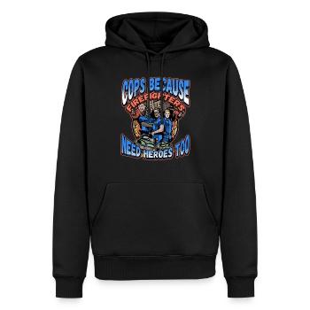 Cops Because Firefighters Need Heroes Too - Männer Premium Bio Hoodie - Schwarz - Vorne - Nico (187cm)