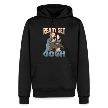 Van Gogh Art Mona Lisa - Sweat à capuche Premium bio Homme - noir - Devant - Nico (187cm)