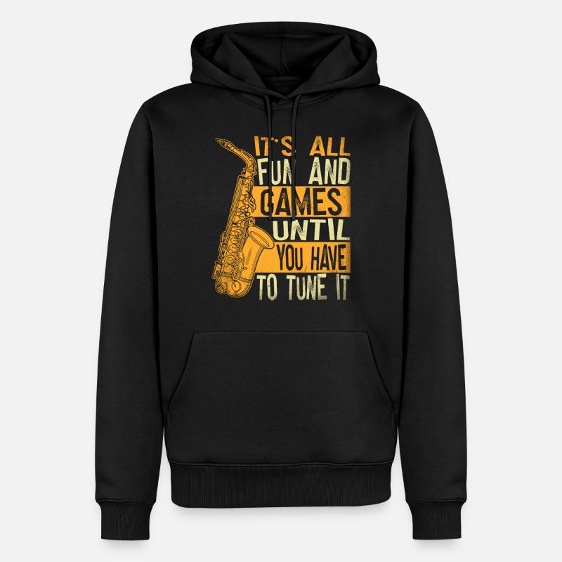 Saxophone Lecteur de saxophone - Sweat à capuche Premium bio Homme - noir